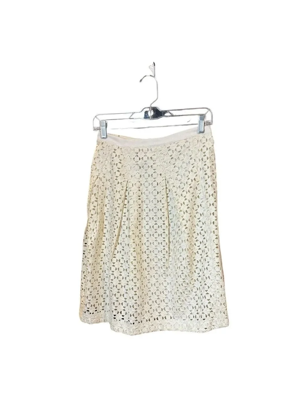 Tory Burch Cream Lace Like Mini Midi Skirt